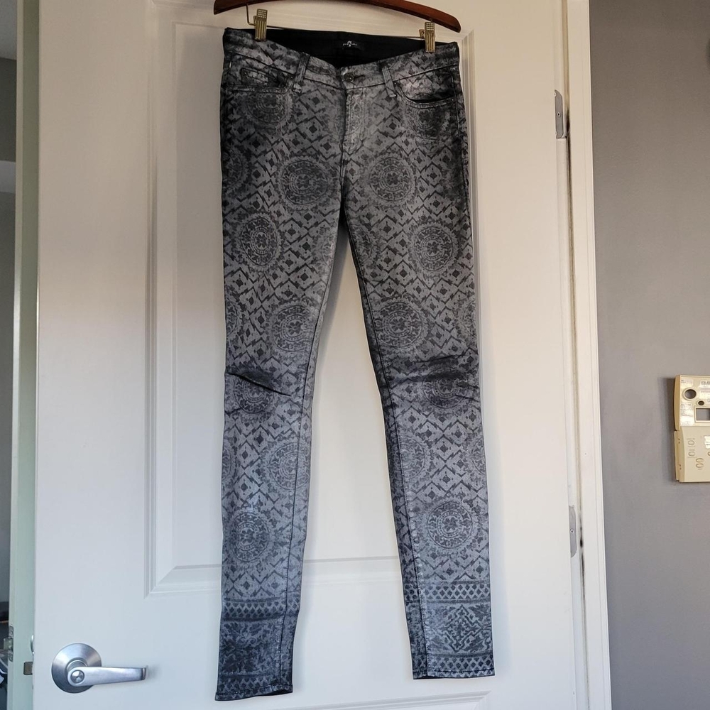 7 For All Mankind Silver Artisan Tile Denim Size 28